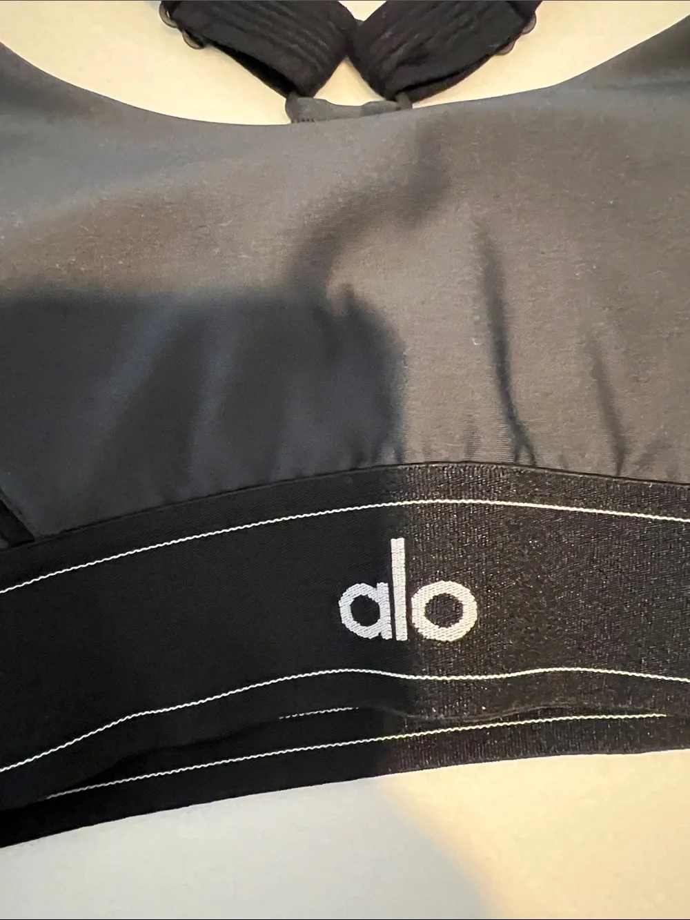 ALO Yoga Black Women's Swim Bikini Top or workout bra with Thick Underband